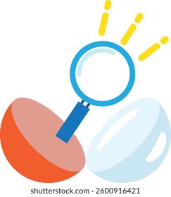 Discovery! Capsule and Magnifying Glass Icon