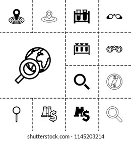 Discovery icon. collection of 13 discovery filled and outline icons such as map location, test tube, magnifier. editable discovery icons for web and mobile.