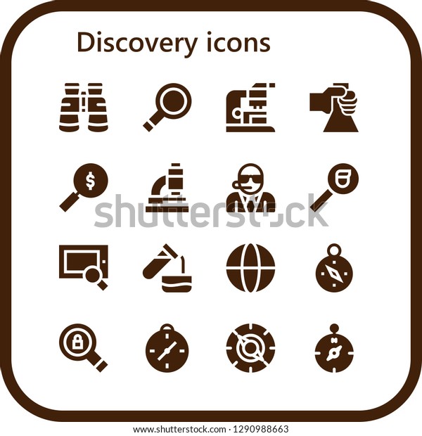 Discovery Icon Set 16 Filled Discovery Stock Vector Royalty Free 1290988663