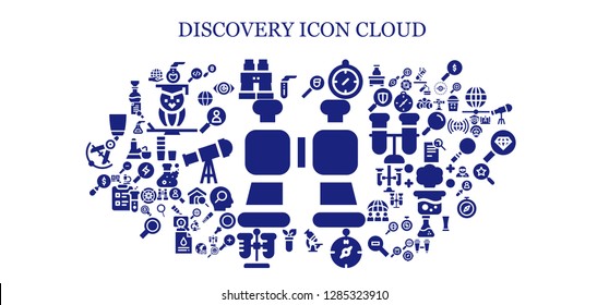  discovery icon set. 93 filled discovery icons. Simple modern icons about  - Binoculars, Test tube, Florence flask, Search, Compass, Microscope, Magnifying glass, Glass, Loupe
