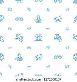 discovery icons pattern seamless white background. Included editable outline map location, test tube, binoculars, binoculars with dollar icons. discovery icons for web and mobile.