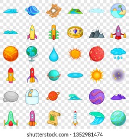 Discovery icons set. Cartoon style of 36 discovery vector icons for web for any design