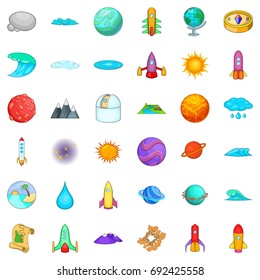 Discovery icons set. Cartoon style of 36 discovery vector icons for web isolated on white background