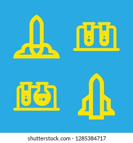 discovery icons set with test tube and spacecraft vector set