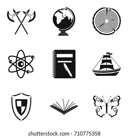 Discovery of land icons set. Simple set of 9 discovery of land icons for web isolated on white background