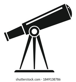 Das Teleskop-Symbol zur Entdeckung. Einfache Illustration des Entdeckungsteleskops, Vektorsymbol für Webdesign einzeln auf weißem Hintergrund