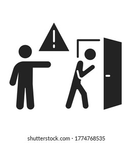 Discredit black glyph icon. Humiliation, insulting a person concept. Isolated vector element. Outline pictogram for web page, mobile app, promo.