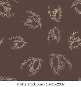 discreet brown and beige with pink twigs and flowers in the figure exquisitely