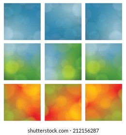 Discreet vector background. Seasonal theme. Square background for website, product cover or presentation. Neutral backdrop with blurred points. Nine versions - large collection.