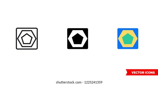 Discrepancy icon of 3 types: color, black and white, outline. Isolated vector sign symbol.