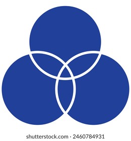 Discrete math icon. Overlapping circles. Intersection. Venn diagram icon. vector symbol on white background