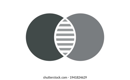 Discrete maths glyph color icon. Overlapping circles. Intersection. Venn diagram. Vector illustration