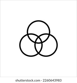 Discrete maths icon. Overlapping circles. Intersection. Venn diagram icon. vector symbol on white background