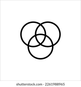 Discrete maths icon. Overlapping circles. Intersection. Venn diagram icon. vector symbol on white background