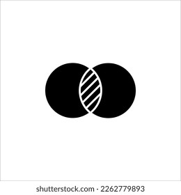 Das Symbol für unbestimmte Mathematik. Überlappende Kreise. Kreuzung. Venn-Diagramm-Symbol. Vektorsymbol auf weißem Hintergrund