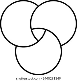 Discrete maths icon. Overlapping circles. Intersection. Venn diagram icon. vector symbol on white background