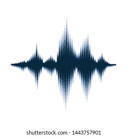 Discrete wave with a surge in amplitude. Universal vector sign for working with a sound and music, for measuring vibrations and for earthquake warnings. Abstract element. Bluish black isolated icon