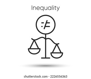 Discrimination line icon. Equality scale balance sign. Gender inequality symbol. Illustration for web and mobile app. Line style equal ethics icon. Editable stroke gender discrimination. Vector