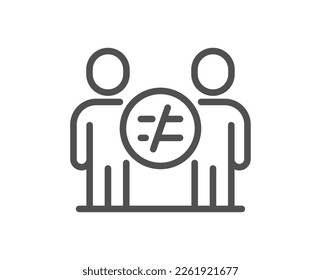 Discrimination line icon. Gender inequality sign. Equality balance symbol. Quality design element. Linear style discrimination icon. Editable stroke. Vector