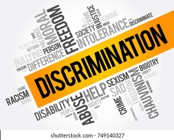 Discrimination word cloud collage, social concept background