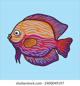Ilustración vectorial de dibujos animados de peces de discus
