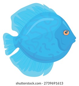 Discus fish color icon. Blue exotic animal