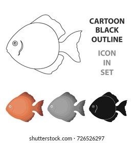Discus fish icon cartoon. Singe aquarium fish icon from the sea,ocean life cartoon.