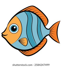 Discus fish isolated flat vector illustration on white background