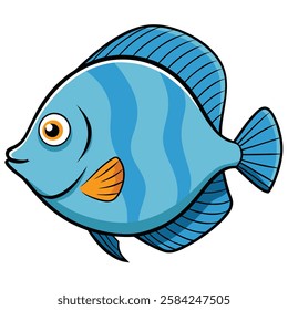 Discus fish isolated flat vector illustration on white background