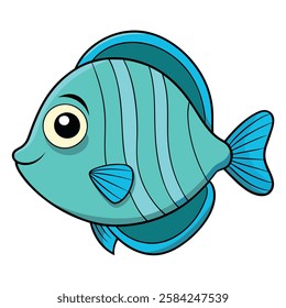 Discus fish isolated flat vector illustration on white background