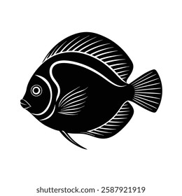 Discus Silhouette Vector Art and Discus Fish Black Color Design