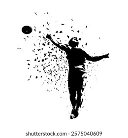 Discus throw, athletics, isolated vector silhouette distortion effect. Sports