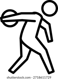 discus werfen editierbare Cartoon Stil Aufkleber Vektor