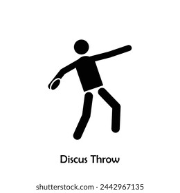 Discus throw flat black icon vector isolated on white background