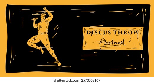 Discus throw freehand drawing, vector illustration design.