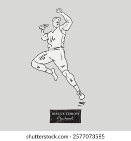 Discus throw freehand drawing, vector illustration design.