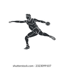 Discus Throw Icon Silhouette Illustration. Athlete Competition Vector Graphic Pictogram Symbol Clip Art. Doodle Sketch Black Sign.