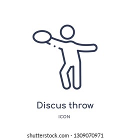 discus throw icon from sport outline collection. Thin line discus throw icon isolated on white background.