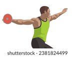 discus throw, male athlete ready to throw disc isolated on a white background