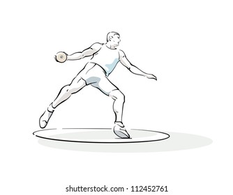 Discus throw in motion