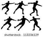 Discus Throw Silhouette on white background