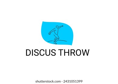 Discus throw sport vector line icon. Discus throw stance. sport pictogram, vector illustration.
