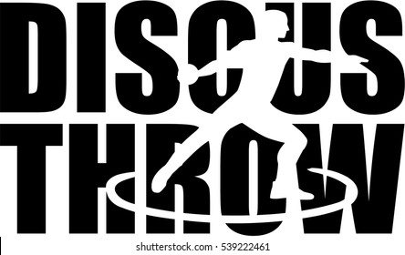 Discus throw word with athlete cutout