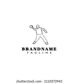 discus thrower logo cartoon icon design template black modern isolated vector illustration