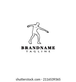 discus thrower logo cartoon icon design template black modern isolated vector illustration