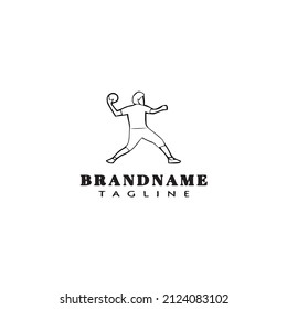 discus thrower logo cartoon icon design template black modern isolated vector illustration