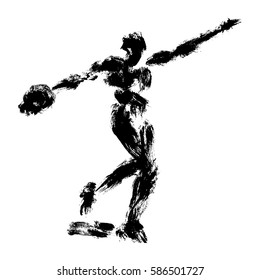 discus thrower, made in a grunge technique