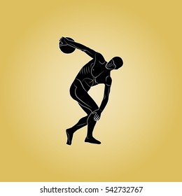 Discus Thrower Drehen zu werfen Silhouette
