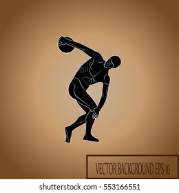 Discus Thrower Turning to Throw Silhouette