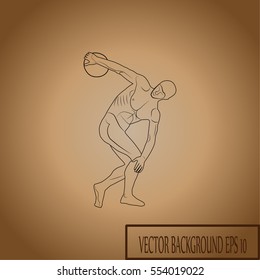 Discus Thrower Turning to Throw Silhouette